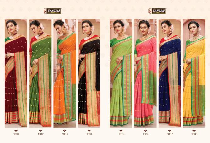 Sangam Ratnalekha Designer Festive Wear Handloom Silk Weaving Fancy Sarees Collection
